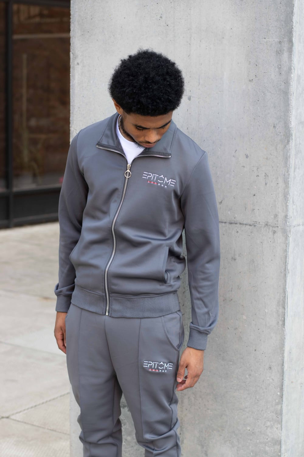 Silver full zip tracksuit