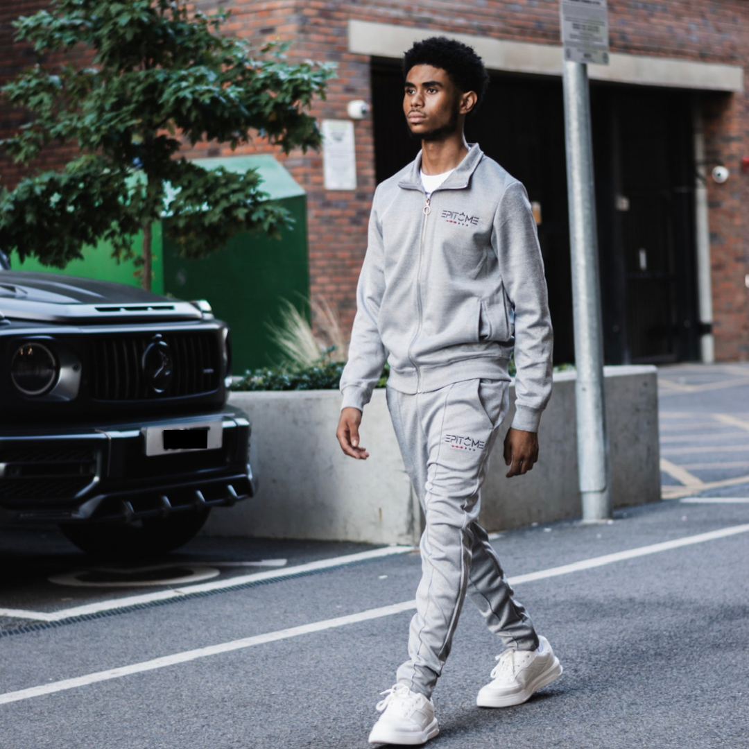 Silver full zip tracksuit